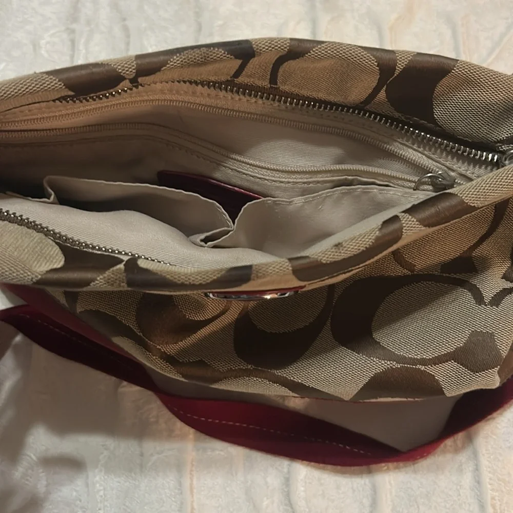 Coach Signature Crossbody Bag - Brown and Red
